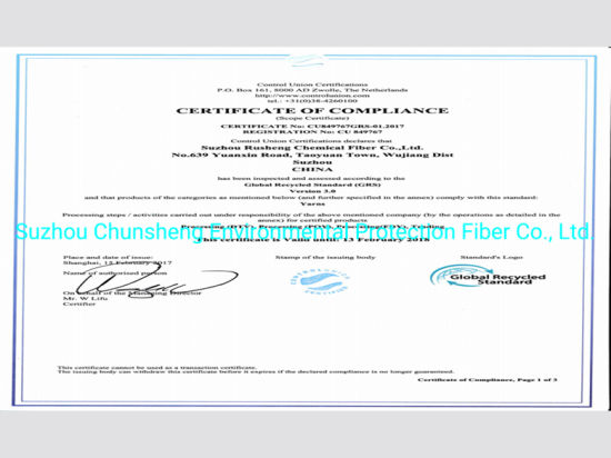 Grs Certificate Recycle Polyester Filament 50d/36f Yarn DTY