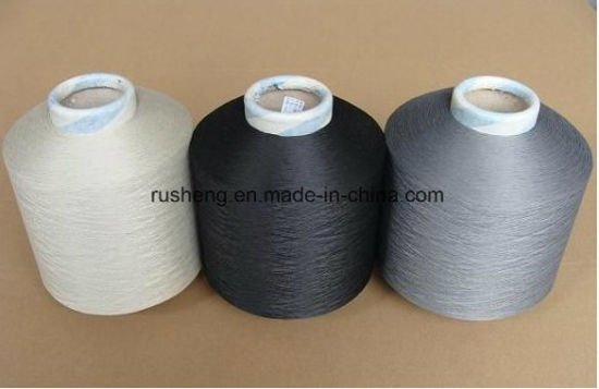 Newest 75D/36f Black FDY Recycle Polyester Warp Yarn with Grs and Tc for Weaving